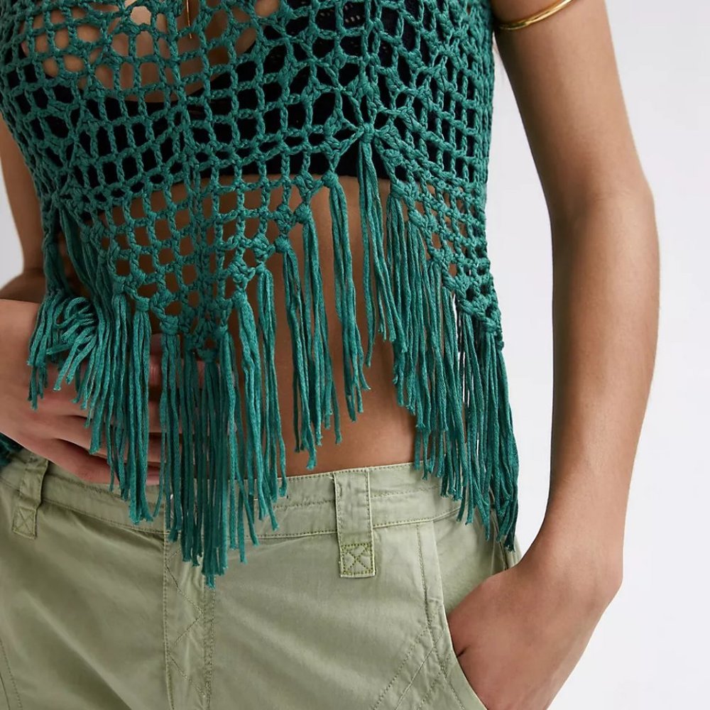 Anthropologie Maeve Shoulder-Tie Crochet Vest - Picture 2 of 9